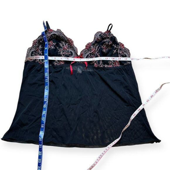 CACIQUE Women’s Black Floral Embroidered Sheer Bow Chemise Sleepwear Size 18 / 2 - Picture 4 of 4